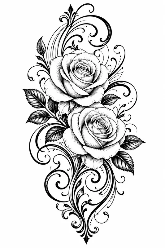 Elegant Rose Tattoo Vectors