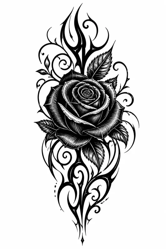 Elegant Rose Tattoo Vectors