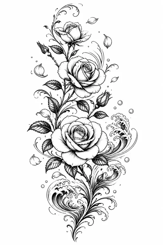 Elegant Rose Tattoo Vectors