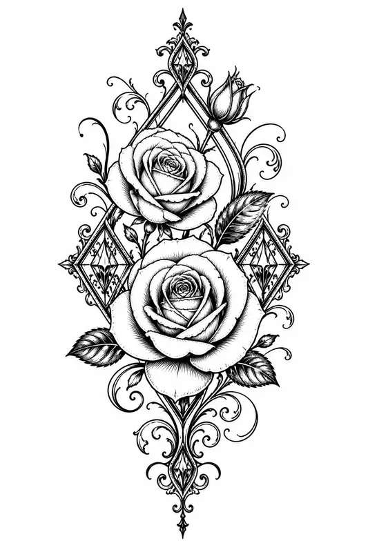 Elegant Rose Tattoo Vectors