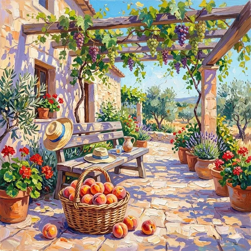 Sundrenched Impasto Terrace Scenes