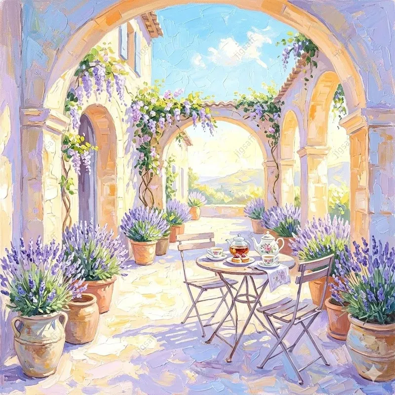 Sundrenched Impasto Terrace Scenes