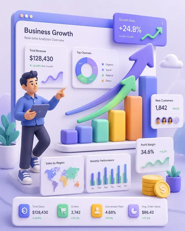 Claymorphism Business Illustration Gens