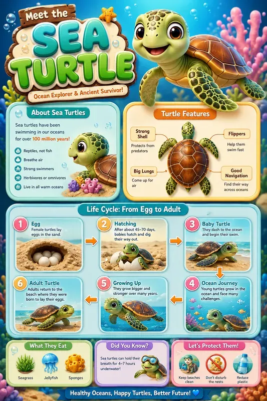 Cute Ocean Animal Infographics