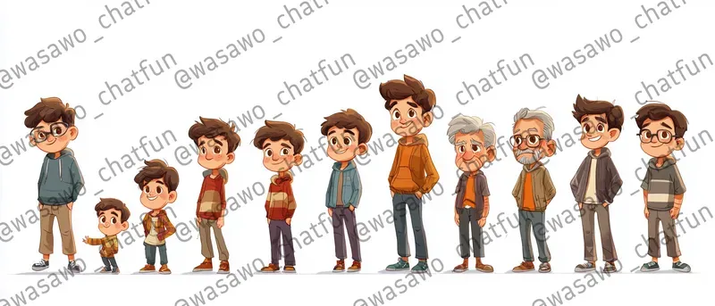 Age Progression Character Design Sheets