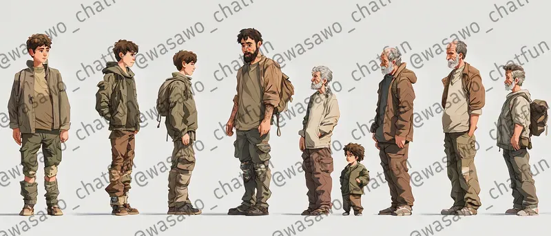 Age Progression Character Design Sheets