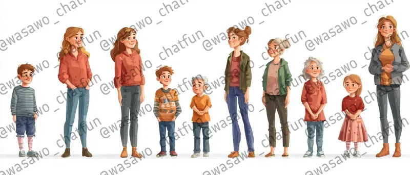 Age Progression Character Design Sheets