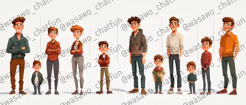 Age Progression Character Design Sheets
