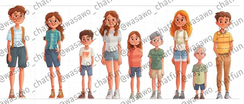 Age Progression Character Design Sheets