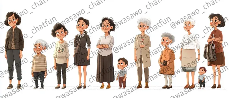 Age Progression Character Design Sheets