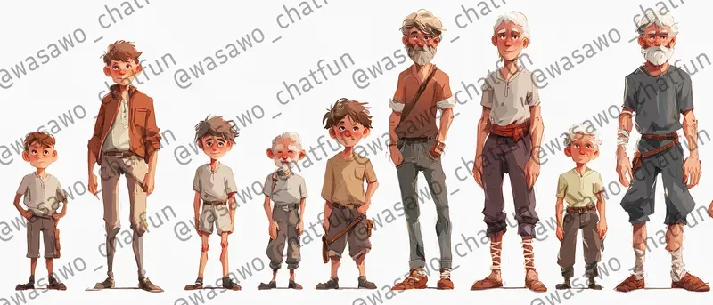 Age Progression Character Design Sheets