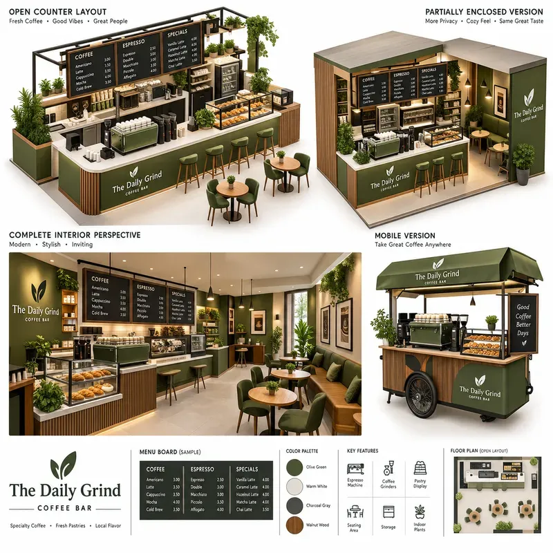 Modern Isometric Cafe Design Ideas