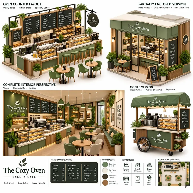 Modern Isometric Cafe Design Ideas