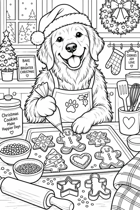 Festive Baking Dog Breeds Coloring Pages