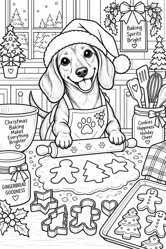 Festive Baking Dog Breeds Coloring Pages