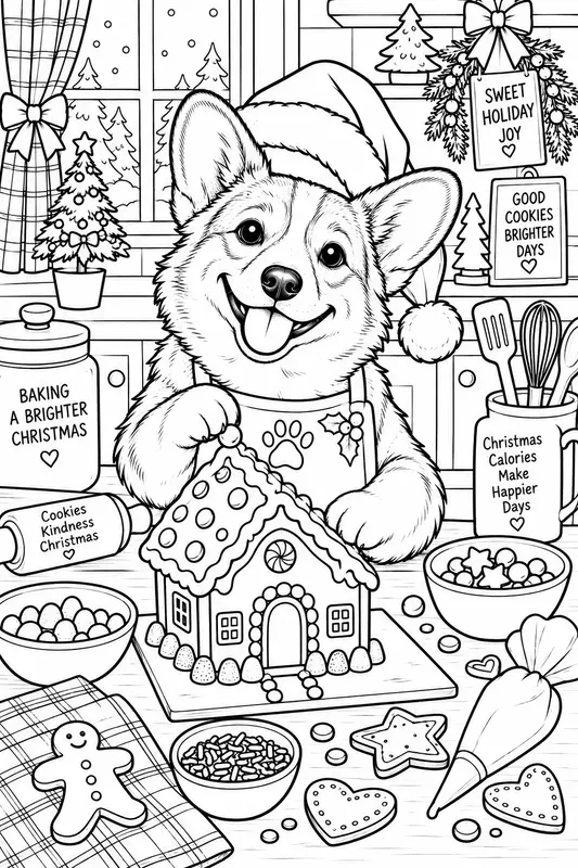 Festive Baking Dog Breeds Coloring Pages