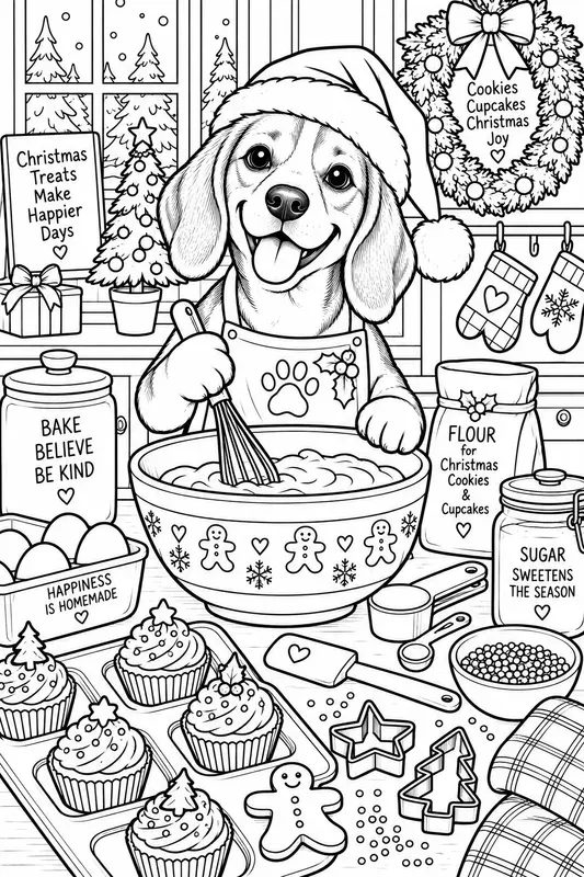 Festive Baking Dog Breeds Coloring Pages