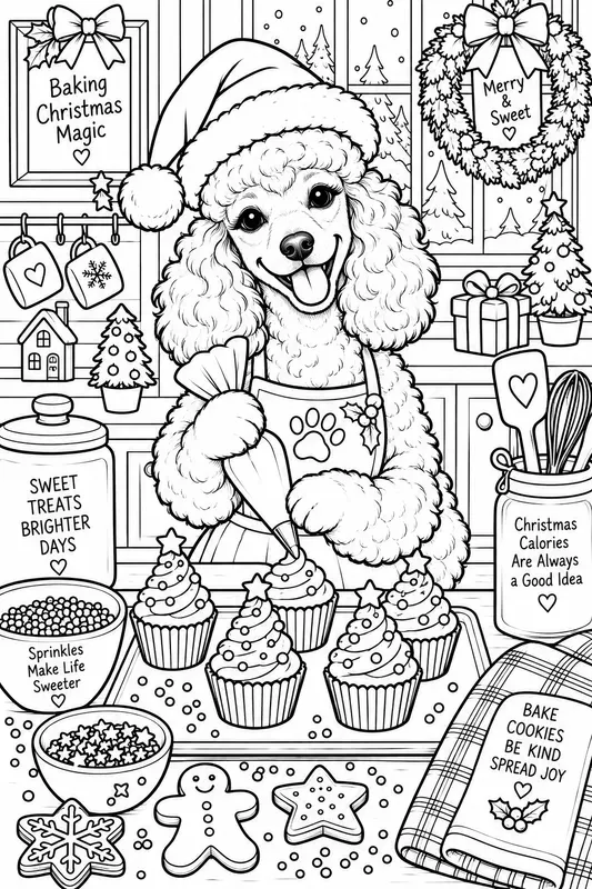 Festive Baking Dog Breeds Coloring Pages