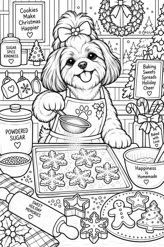 Festive Baking Dog Breeds Coloring Pages