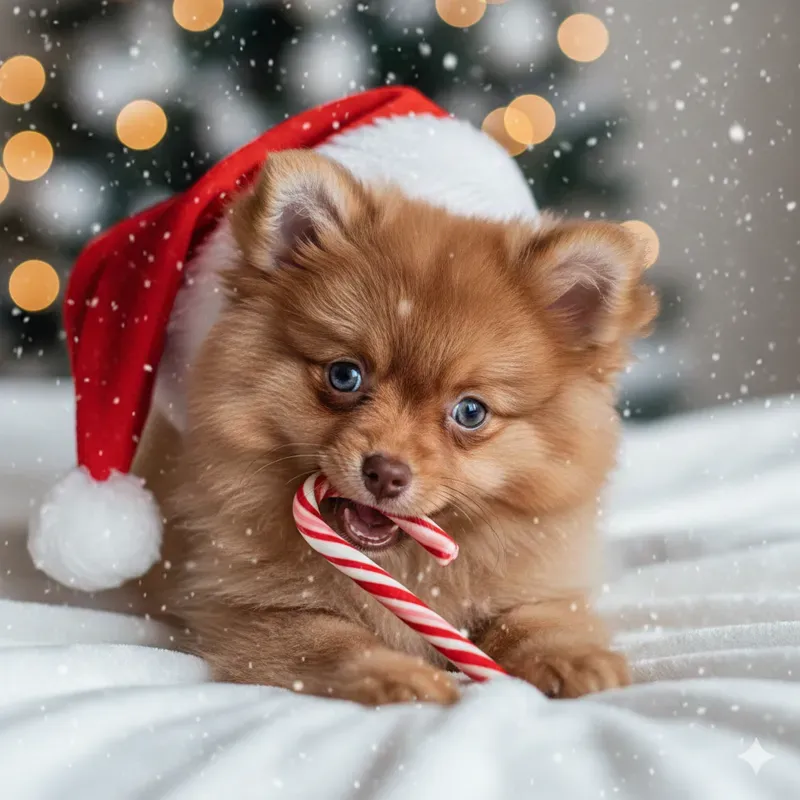 Realistic Christmas Pomeranian Puppies