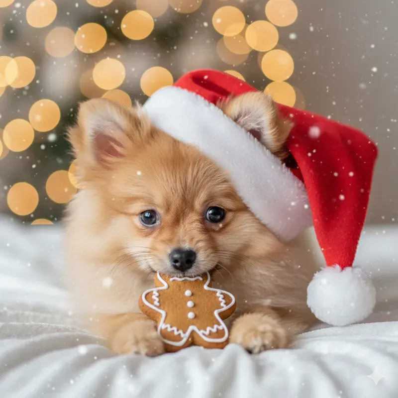 Realistic Christmas Pomeranian Puppies