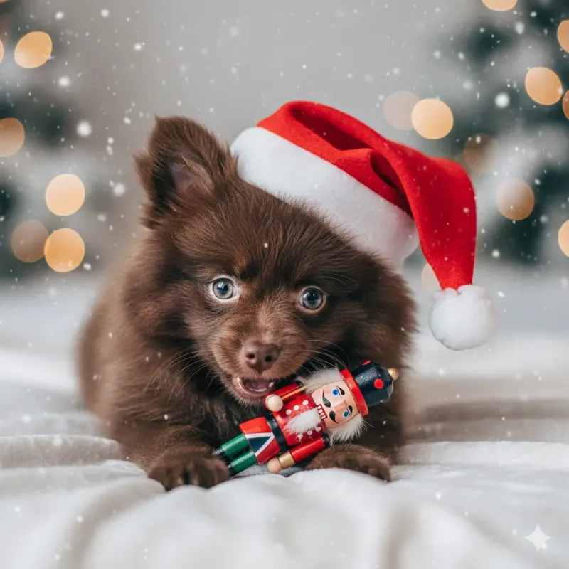 Realistic Christmas Pomeranian Puppies