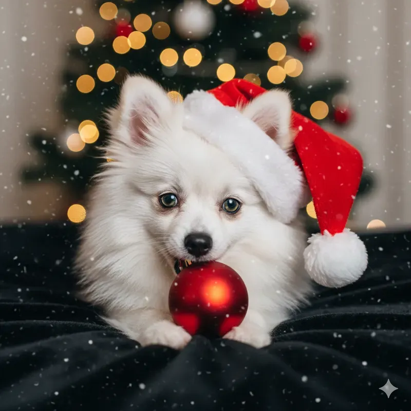 Realistic Christmas Pomeranian Puppies