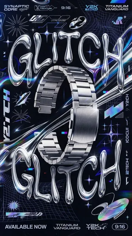 Y2k Liquid Chrome Typographic Products