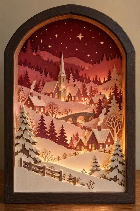 3D Layered Paper Cut Christmas Scenes