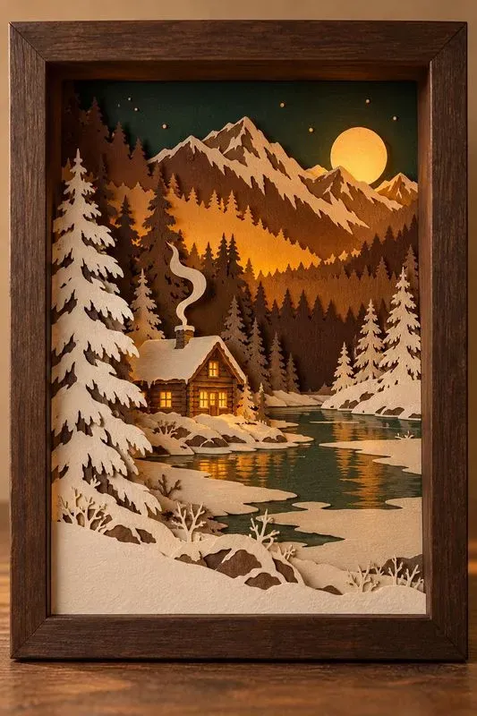 3D Layered Paper Cut Christmas Scenes