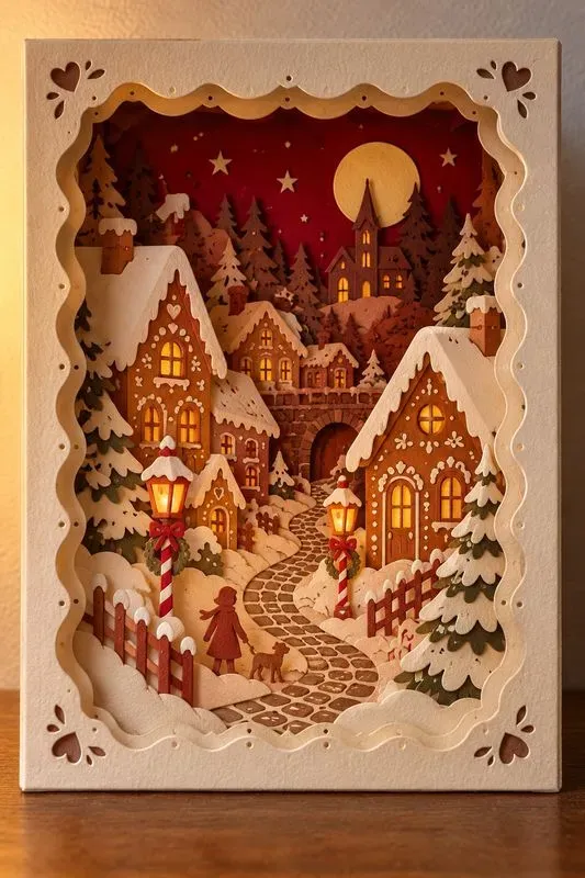 3D Layered Paper Cut Christmas Scenes