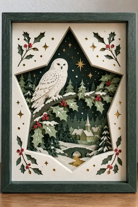 3D Layered Paper Cut Christmas Scenes
