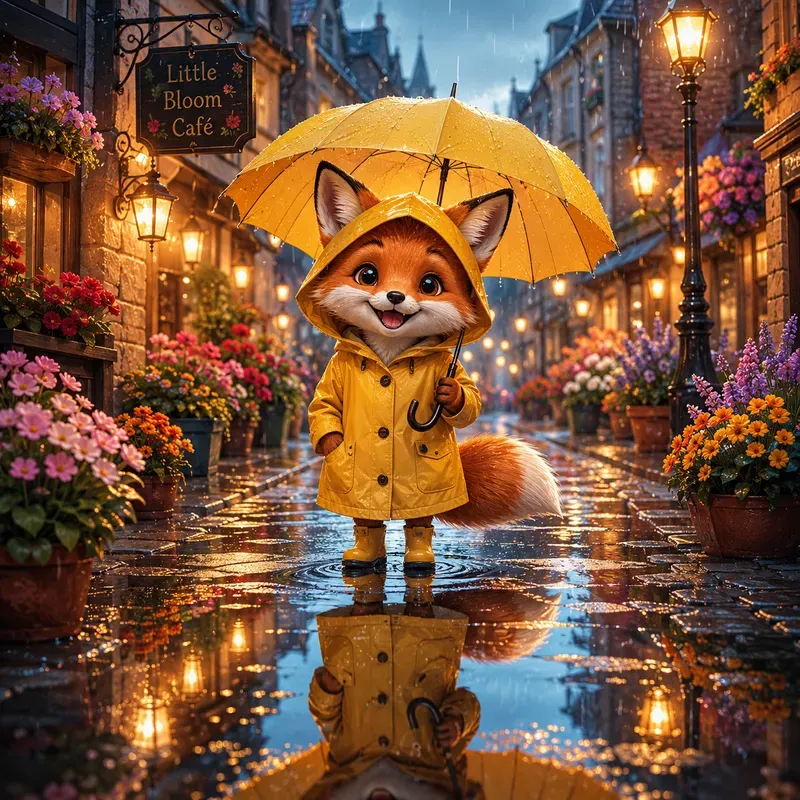 Whimsical Rainy Reflection Characters