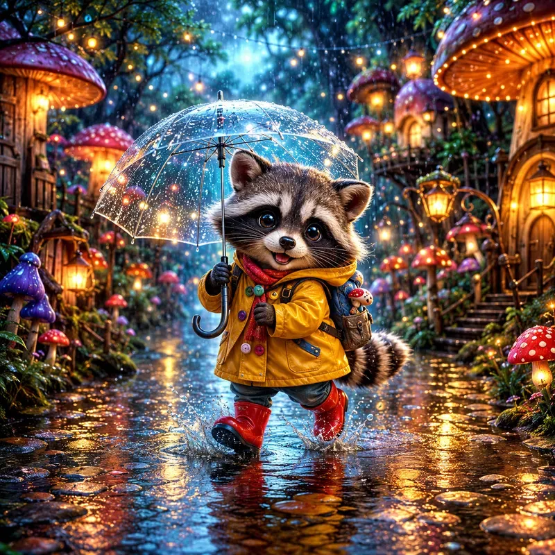 Whimsical Rainy Reflection Characters