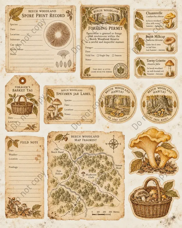 Mushroom Forager Ephemera Sheets