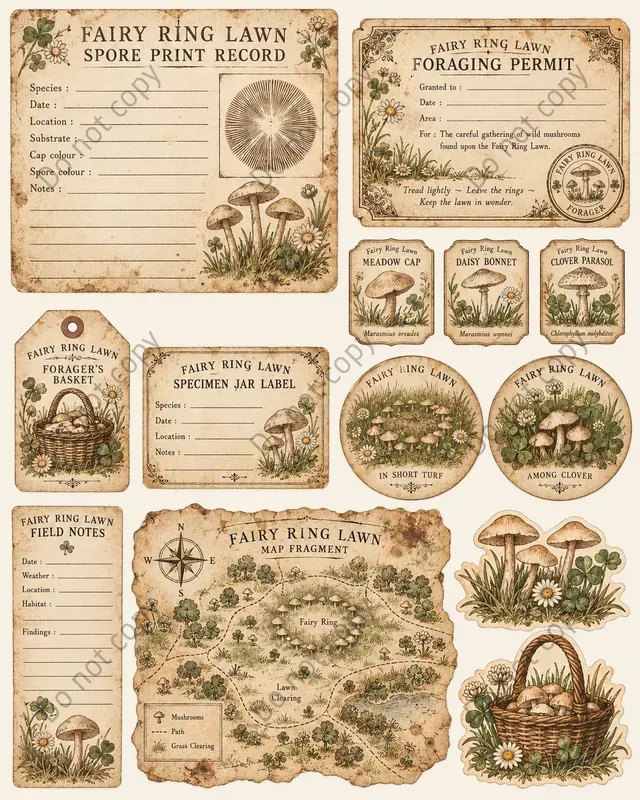 Mushroom Forager Ephemera Sheets