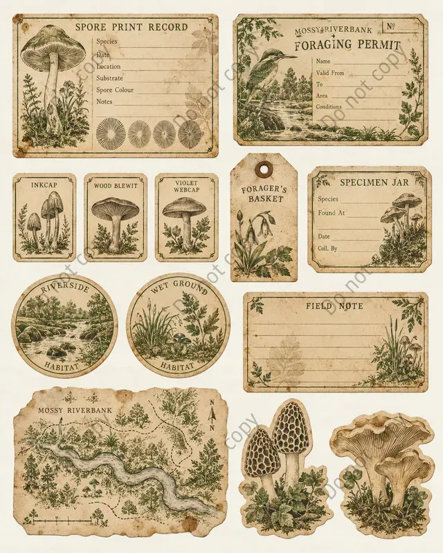 Mushroom Forager Ephemera Sheets
