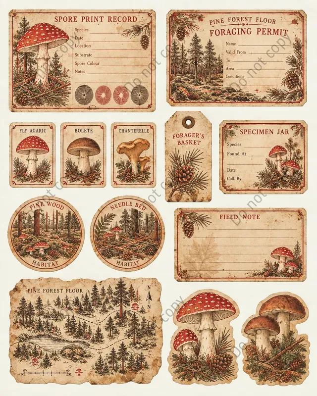 Mushroom Forager Ephemera Sheets