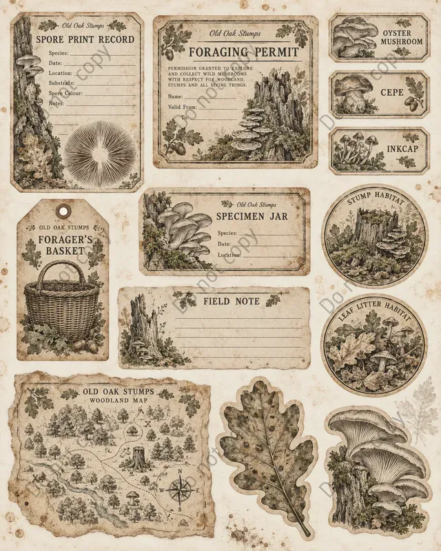Mushroom Forager Ephemera Sheets