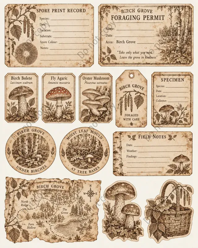 Mushroom Forager Ephemera Sheets