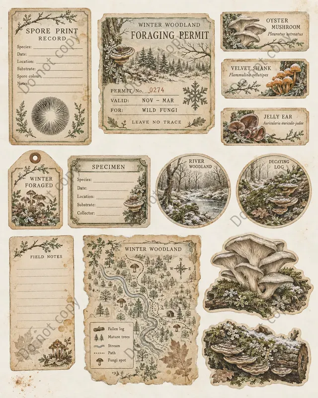 Mushroom Forager Ephemera Sheets