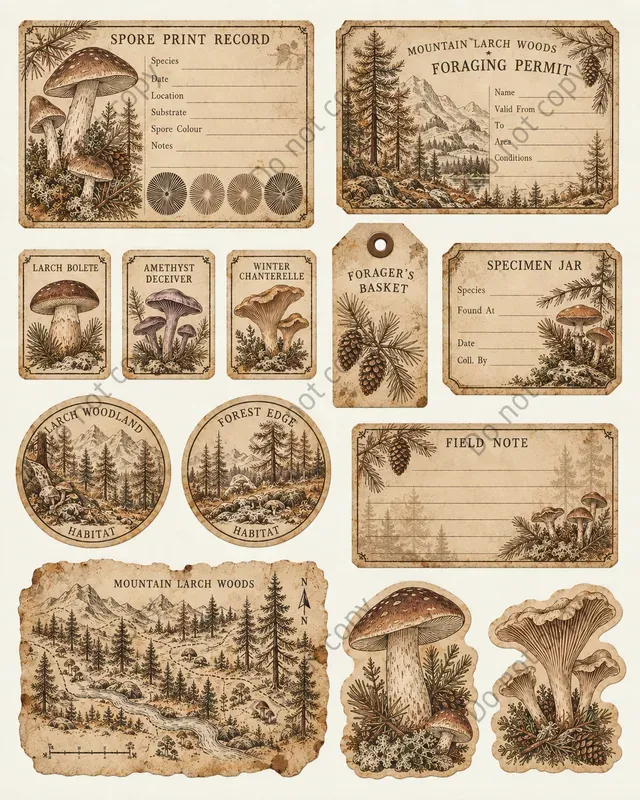 Mushroom Forager Ephemera Sheets