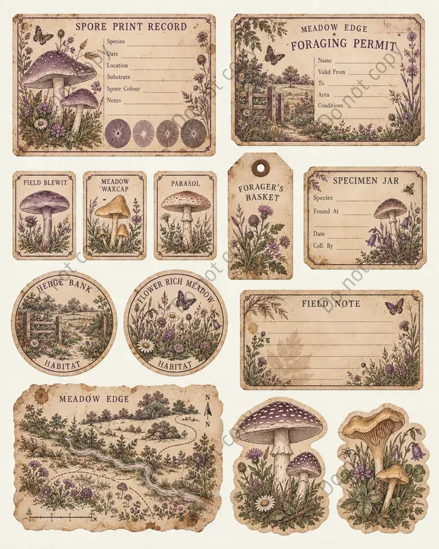 Mushroom Forager Ephemera Sheets