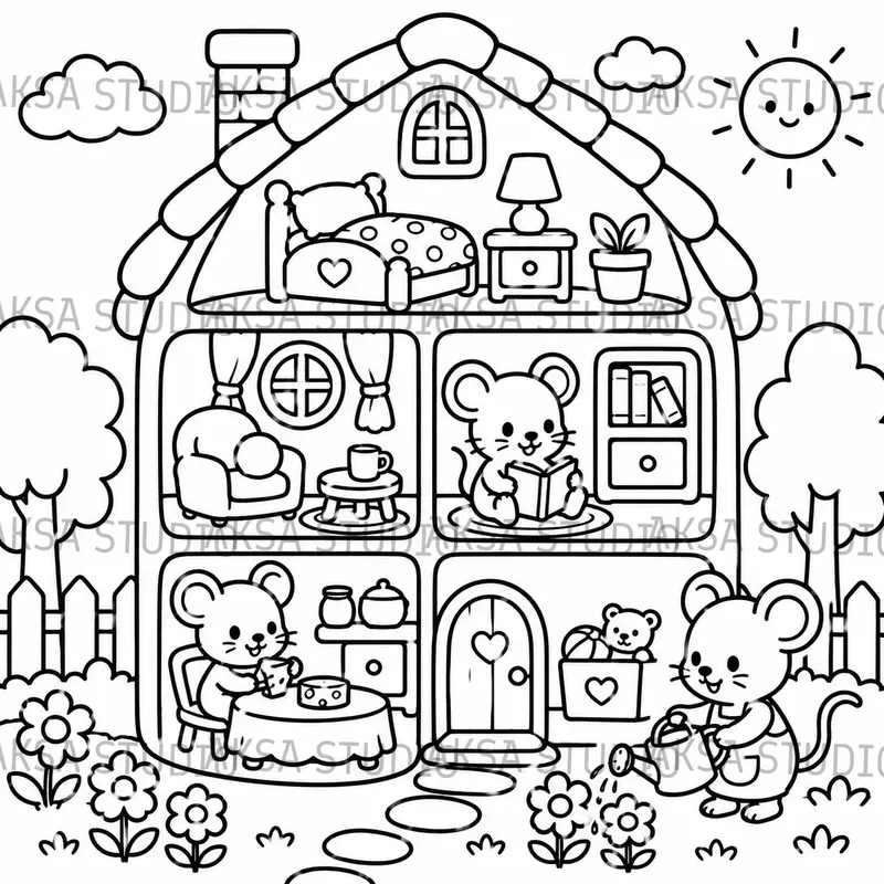 Animal Home Coloring Books