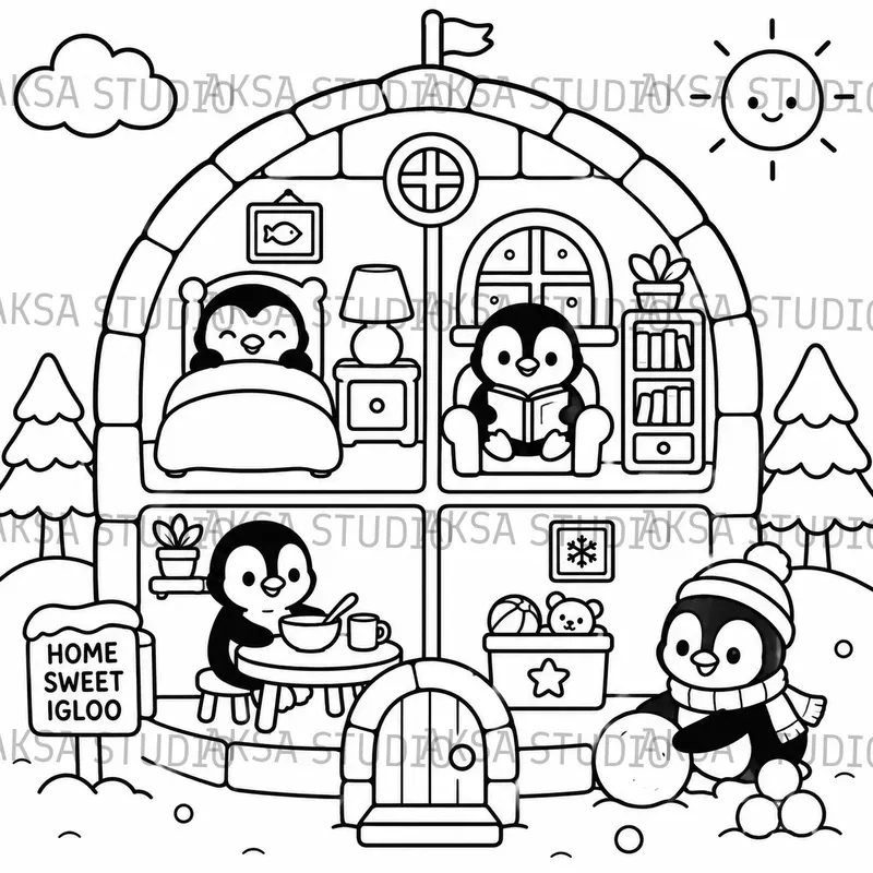 Animal Home Coloring Books