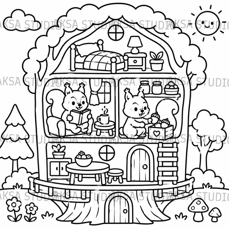 Animal Home Coloring Books