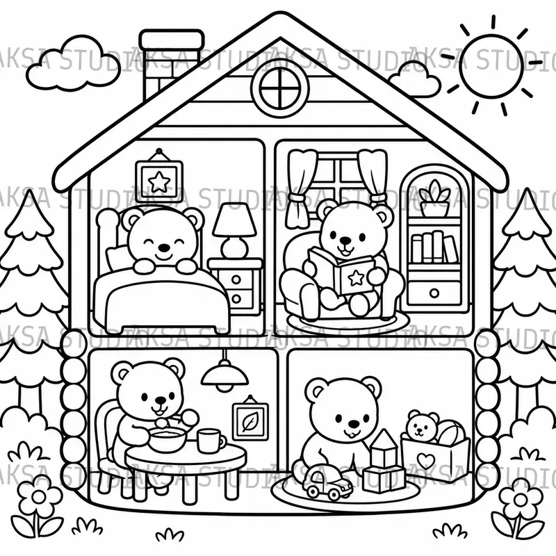 Animal Home Coloring Books