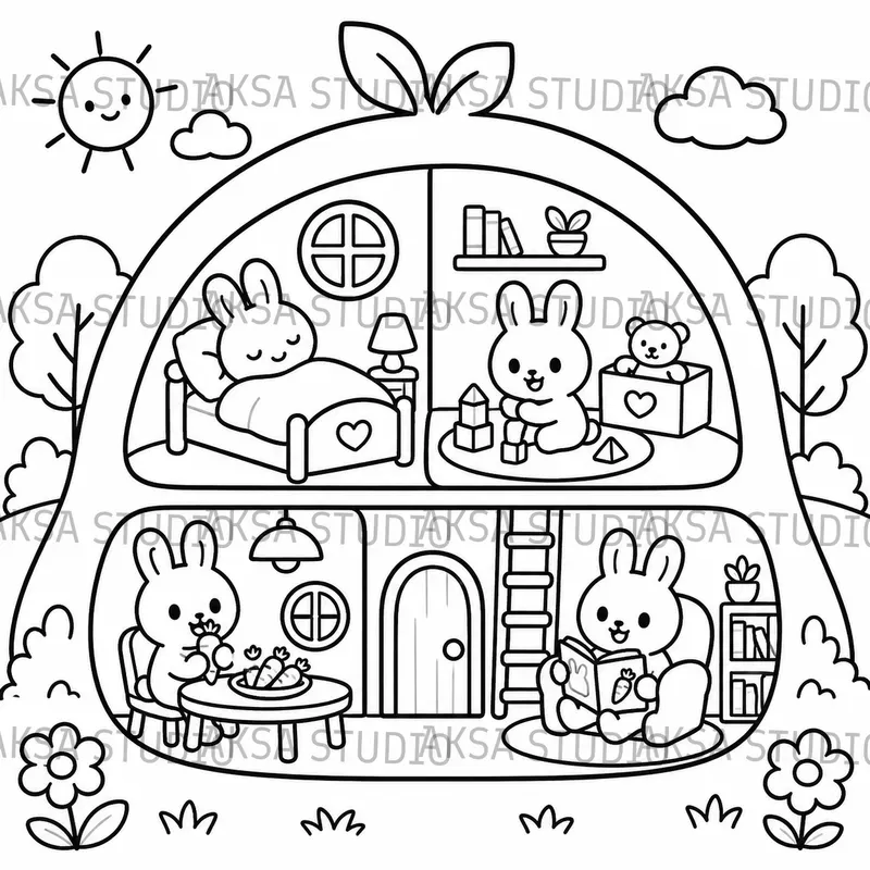 Animal Home Coloring Books