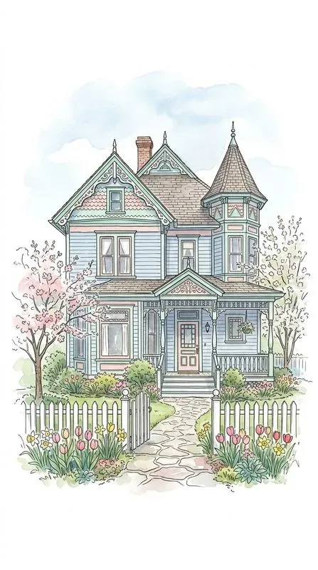Watercolor Ink House Portrait Sketches