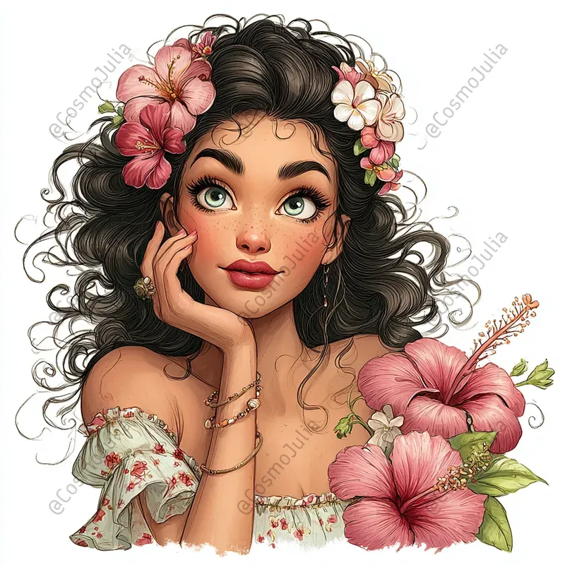 Floral And Berry Girls Clipart